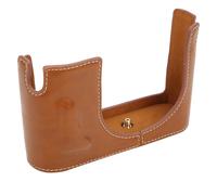Étui de protection demi-boîtier en cuir PU, compatible avec l'appareil photo Leica Q, marron