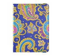 Étui de protection élégant en cuir coloré pour passeport familial Motif floral Bleu doré, Élégant pasley floral bleu doré coloré, 1 size