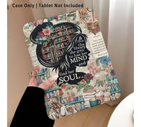 Étui de protection en cristal acrylique pour tablette avec effet de peinture motif silhouette de tête de fille, étagère à livres, livres et plantes, tasse à café, avec support, compatible avec Honor/A