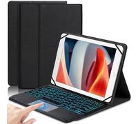 Étui de protection en cuir avec clavier Bluetooth universel pour tablettes de 9 à 11 pouces avec pavé tactile rétroéclairé, boutons ABS, support multi-angle, compatible avec les appareils iOS et