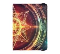 Étui de protection en cuir coloré pour passeport et carte de vaccin avec blocage RFID étanche, Astrologie de tarot mystérieuse colorée, 1 size