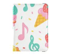 Étui de protection en cuir imperméable pour passeport de voyage en forme de crème glacée et note de musique pour femme