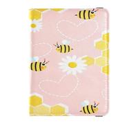 Étui de protection en cuir léger pour passeport - Pour famille, vacances, badge, carte de vaccin, portefeuille, essentiels de voyage, motif abeille, marguerite, jardin, multicolore, 1 size,