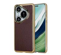 Étui de protection en cuir pour Huawei Pura 70 Ultra/70 Pro+/70 pro/70 pro/70 - Résistant aux chocs - Galvanisé - Support de chargement sans fil - Rétro - Doré - 70