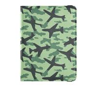 Étui de protection en cuir pour passeport et carte de vaccin - Étanche, Camouflage avions verts, 1 size, Moderne