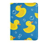 Étui de protection en cuir pour passeport et cartes de vaccin - Léger - Pour homme et femme - Joli passeport - Jaune canard bleu, multicolore, 1 size, Décontracté