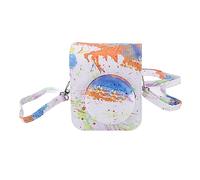 Étui de Protection en Cuir PU imprimé Couleur avec Bandoulière Réglable, Excellente Protection, Design à Rabat, Sangle Multifonctionnelle, pourInstax Mini 12 (Aquarelle d'encre)