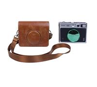 Étui de protection en cuir PU pour appareil photo Fujifilm Instax Mini EVO avec bandoulière réglable, marron, Organiseur de sac
