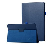 Étui de protection en cuir texturé pour tablette Sony Xperia Z1 - Fin et pliable - Protection arrière résistante aux chocs - Bleu foncé