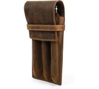 Étui De Protection En Cuir Véritable Pour Stylos Plume, Café, For 3 Pens, Organiseur De Sac