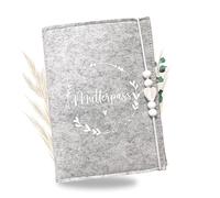 Étui de protection en feutre de qualité supérieure pour carnet de maternité allemand - Avec compartiments pour échographie, carnet de vaccination, carte d'assurance - Fabriqué à la main - Gris