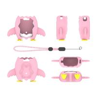 éTui De Protection en Forme De Pingouin pour Tamagotchi Paradise, Silicone Soft Shell Cover, ImperméAble Antitranspiration Lavable Antichoc Anti-Chute 360° Protection ComplèTe (Rose)