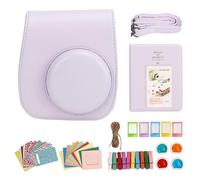 Étui de protection en polyuréthane pour appareil photo instantané Fujifilm Instax Mini 12 avec filtres d'album, cadres suspendus colorés et autocollants, Violet, Traditionnel