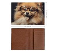 Étui de protection en polyuréthane pour cartes de crédit pour homme et femme de Poméranie portant des lunettes - Portefeuille de voyage élégant - Étui fin pour passeport - Accessoires de voyage -