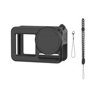 Étui de Protection en Silicone avec Cordon Anti-Perte, Compatible avec DJI Action 5 Pro/Action 4/3, Bouchon d'objectif, Protection intégrale, Accessoires for caméra(Black)