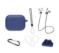 Étui de Protection en Silicone Compatible avec Apple AirPods Pro 3e Génération (2025): Kit D'accessoires AIYAAIYA 6 en 1 avec Support pour Montre, Porte-Clés, Cordon Anti-Perte (Bleu)