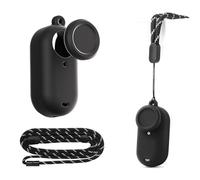 Étui de protection en silicone compatible avec Insta360 GO 3S, caméra d'action souple avec capuchon d'objectif et cordon tour de cou (noir)