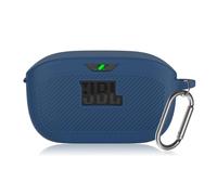 Étui de Protection en Silicone Compatible avec JBL Wave Buds/JBL Vibe Buds, étui de Protection Souple Antichoc, étui de Protection pour Casque avec Porte-clés (Bleu foncé)