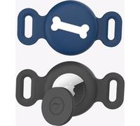 Étui de protection en silicone INF pour Apple AirTag Pet Tracker Noir + Bleu M