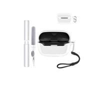 Étui de protection en silicone pour écouteurs JBL Endurance Race 2 - Résistant aux chocs, toergy imperméable, doux et durable, avec cordon, porte-clés et outil de nettoyage - Blanc cassé