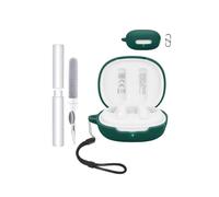 Étui de protection en silicone pour écouteurs QCY AilyBuds E20 - Résistant aux chocs, toergy imperméable, doux et durable, avec cordon, porte-clés et outil de nettoyage, vert