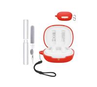 Étui de protection en silicone pour écouteurs QCY AilyBuds E20 - Résistant aux chocs, toergy imperméable, doux et durable, avec cordon, porte-clés et outil de nettoyage, rouge