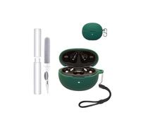 Étui de protection en silicone pour écouteurs QCY MeloBuds N70 - Résistant aux chocs, toergy imperméable, doux et durable, avec cordon, porte-clés et outil de nettoyage, vert