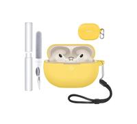 Étui de protection en silicone pour Huawei FreeBuds Pro 5 - Résistant aux chocs, toergy imperméable, doux et durable, avec cordon, porte-clés et outil de nettoyage - Jaune
