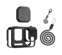 Etui de Protection en Silicone pour Insta360 Ace Pro2 Boîtier Coquille Souple Peau de Couverture + Capuchon d'objectif + Courroie de Cou Lanière Accessoires de Anti-Chute et Anti-Rayures (Noir)
