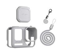 Etui de Protection en Silicone pour Insta360 Ace Pro2 Boîtier Coquille Souple Peau de Couverture + Capuchon d'objectif + Courroie de Cou Lanière Accessoires de Anti-Chute et Anti-Rayures (Gris)