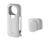 Étui de Protection en Silicone pour Insta360 X4 Air, étui Souple Antichoc et résistant aux Chutes, Protection intégrale, avec Cache pour Objectif, Accessoires pour Appareil Photo (Ensemble Gris)