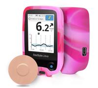 Étui de Protection en Silicone pour Le Abbott Freestyle Libre 2 avec 20 Patchs Adhésifs pour Capteur, Housse de Protection anti-Rayures Compatible avec Freestyle Libre 1&2 par YOUSHARES, Rose & Blanc