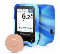 Étui de Protection en Silicone pour Le Abbott Freestyle Libre 2 avec 20 Patchs Adhésifs pour Capteur, Housse de Protection anti-Rayures Compatible avec Freestyle Libre 1&2 par YOUSHARES, Bleu & Blanc