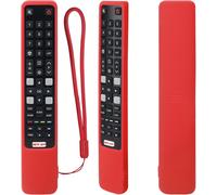 Étui de Protection en Silicone pour RCA TCL Télécommande, RC802N 43P20US 43S6000FS 55X2US 65P20US, Housse Coque pour RCA TCL Télécommande, Antidérapage, Antisismique, Lavable (Rouge)