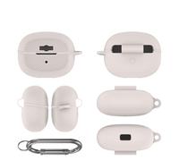 Étui de Protection en Silicone pour SHOKZ OpenDots One, Housse Antichoc pour Ecouteurs, Housse Anti-poussière, Coque Souple avec Mousqueton (Gris)