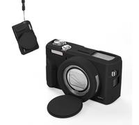 Étui de protection en silicone souple pour appareil photo Canon PowerShot G7 X Mark III, coque fine avec bouchon d'objectif, résistant aux rayures et aux chocs, blanc (noir)