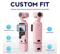 Étui de protection en silicone souple pour Osmo Pocket 3 Creator Combo, protecteur d'écran léger, couvercle de poignée de préhension, support de base en silicone, convient également à Xtra Muse - Rose