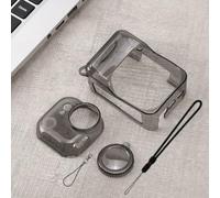 Étui de protection en TPU étanche avec capuchon d'objectif et cordon pour caméra d'action Insta 360 Go Noir translucide
