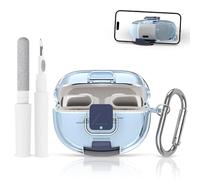 Étui de protection en TPU pour écouteurs Bose Ultra Open - Accessoires sur mesure avec porte-clés et stylo de nettoyage - Protection fiable contre les rayures et les chocs (bleu clair transparent)