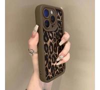 Étui de protection épais antichoc à texture rainurée de haute qualité avec motif imprimé léopard marron, compatible avec iPhone 17/17 Pro, 15, 14, 13, 11, XR, 7/8, Galaxy A12 4G, A13 4G, A51 4G, A14, 
