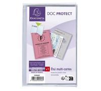 Exacompta Étui multi-cartes 4 volets (8 faces) PVC lisse 20/100e Cristal