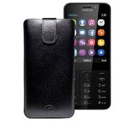 Étui de protection Favory pour Nokia 230/230 Dual SIM - En cuir véritable (avec languette d'extraction)
