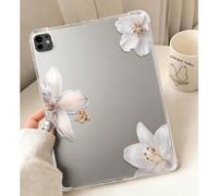 Étui de protection floral romantique transparent : fleur de lys à la mode, montrant un charme élégant. Compatible avec l'iPad Pro 11 pouces, Air 2, Air 5e génération (2022), Air 11 pouces (M2) (2024),