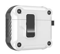 Étui de protection husxh compatible avec les AirPods 4, coque de protection intégrale antichoc avec mousqueton et clip de verrouillage sécurisé