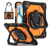 Étui de protection hybride pour Apple iPad Air 13 2026/2025 avec bandoulière à 360° Noir/orange