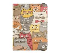 Étui de protection léger en cuir pour passeport en famille, vacances, badge, carte de vaccin, portefeuille, essentiels de voyage, chats colorés psychédéliques amusants, multicolore, 1 size,