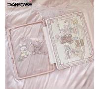 Étui de protection Lolita style ours lapin rose illustration de base DANYCASE, compatible avec iPad A16, Air 11/13, M3 2025, Mini 7, A17, Pro 2024, Air 11/13, M2 2024, Pro 11/13, M4 2024, Mini 6, Pro 
