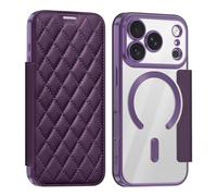 Étui de protection magnétique pour Apple iPhone 18 Pro avec protection | Compatible avec MagSafe, coque de protection à 360 degrés, protection RFID, fonction support, design losange