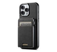 Étui de protection magnétique pour iPhone 16 Pro Max/16 Pro/16 Plus/16 Plus/16 - Avec compartiments pour cartes 2 en 1, chargement sans fil - En cuir - Noir - 16 Pro