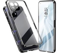 Étui De Protection Magnétique Transparent Pour Xiaomi Mi 11 Lite - Cadre Métallique, Verre Trempé 9h, 360° Protection, Coupe De Précision, Compatible Charge Sans Fil - Noir